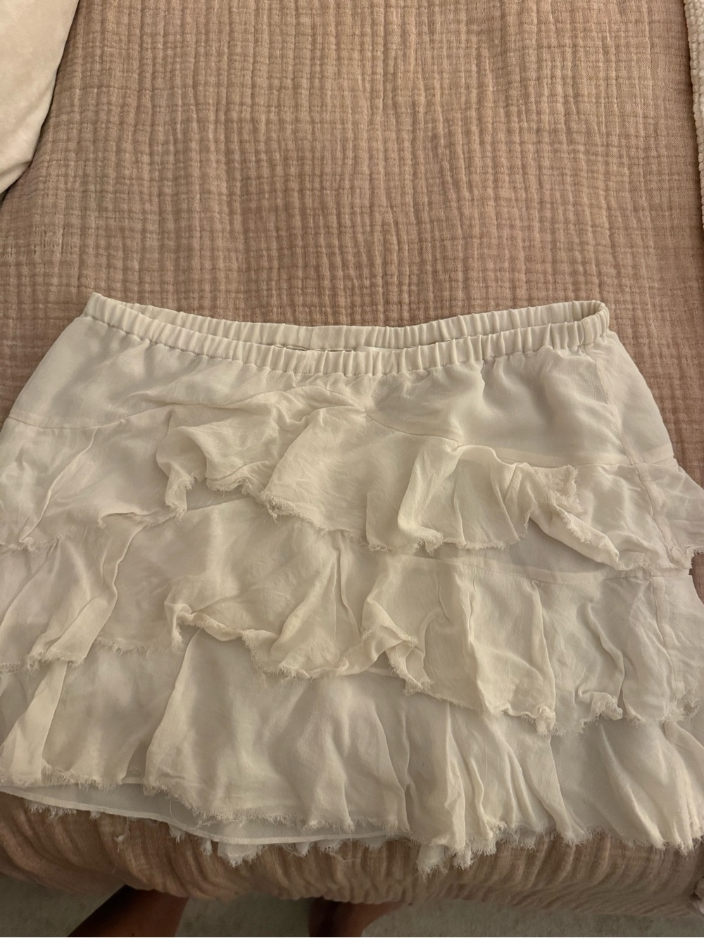 LoveShackFancy Women's Cream Ruffle Tiered Mini Skirt